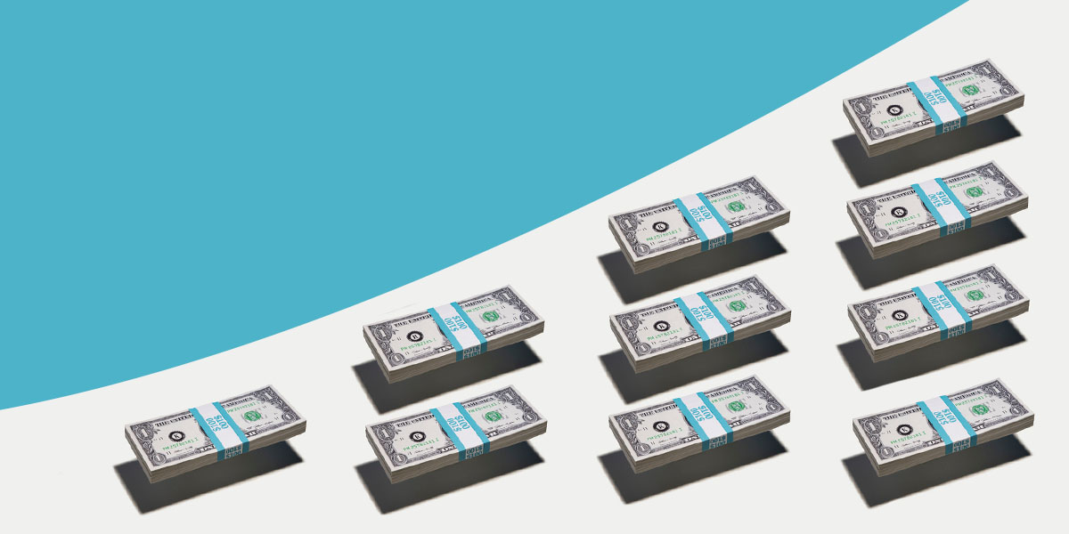 10 stacks of dollars
